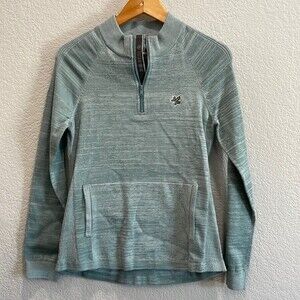 NEW Levelwear Paragon 1/4 Zip Pullover Sweater in Outlined Heather Oceanic Small